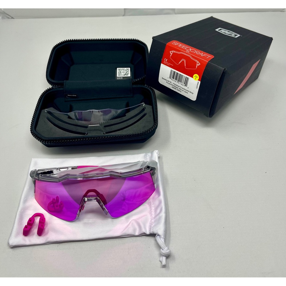 NEW 100% Speedcraft SL Baseball Cycling Sunglasses Translucent Grey Purple/Clear